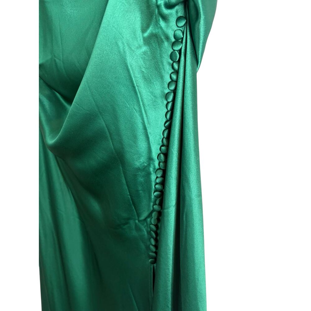 Sau Lee Penelope Halter Gown Maxi Satin Party Formal Gala Holidays Emerald Sz 8 - Picture 6 of 10